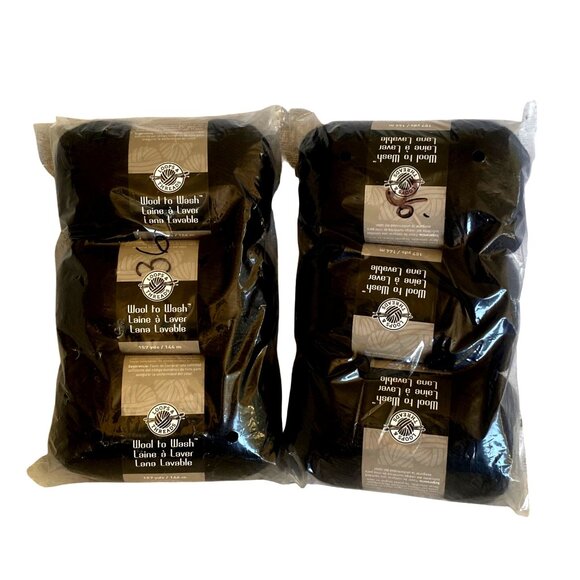 6 Skeins Loops & Threads Wool To Wash Yarn - Medium Weight Black New NIP - Picture 1 of 13